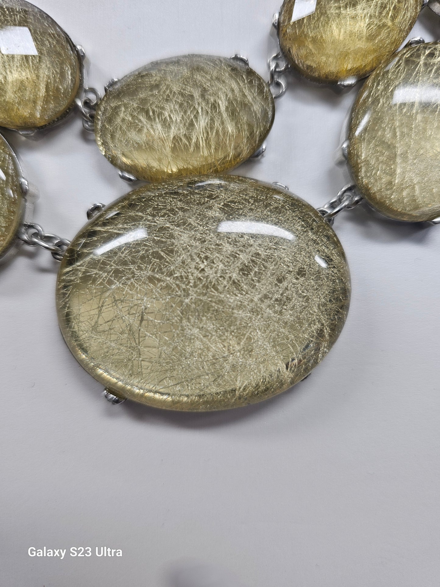 Gold Rutilated Quartz Statement Necklace