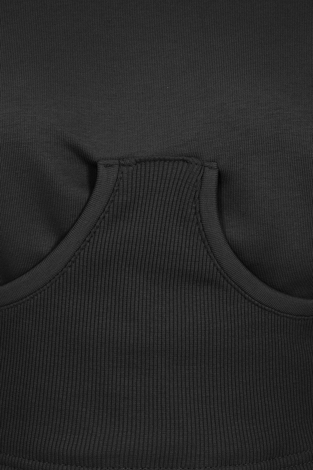 Sasha Black Under Bra Waisted Sweatshirt Tracksuit Set