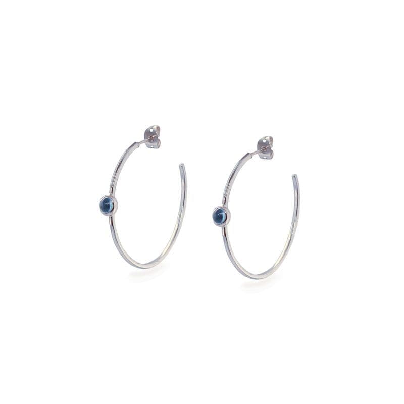 Seascape Iolite Cabuchon Hoop Earrings