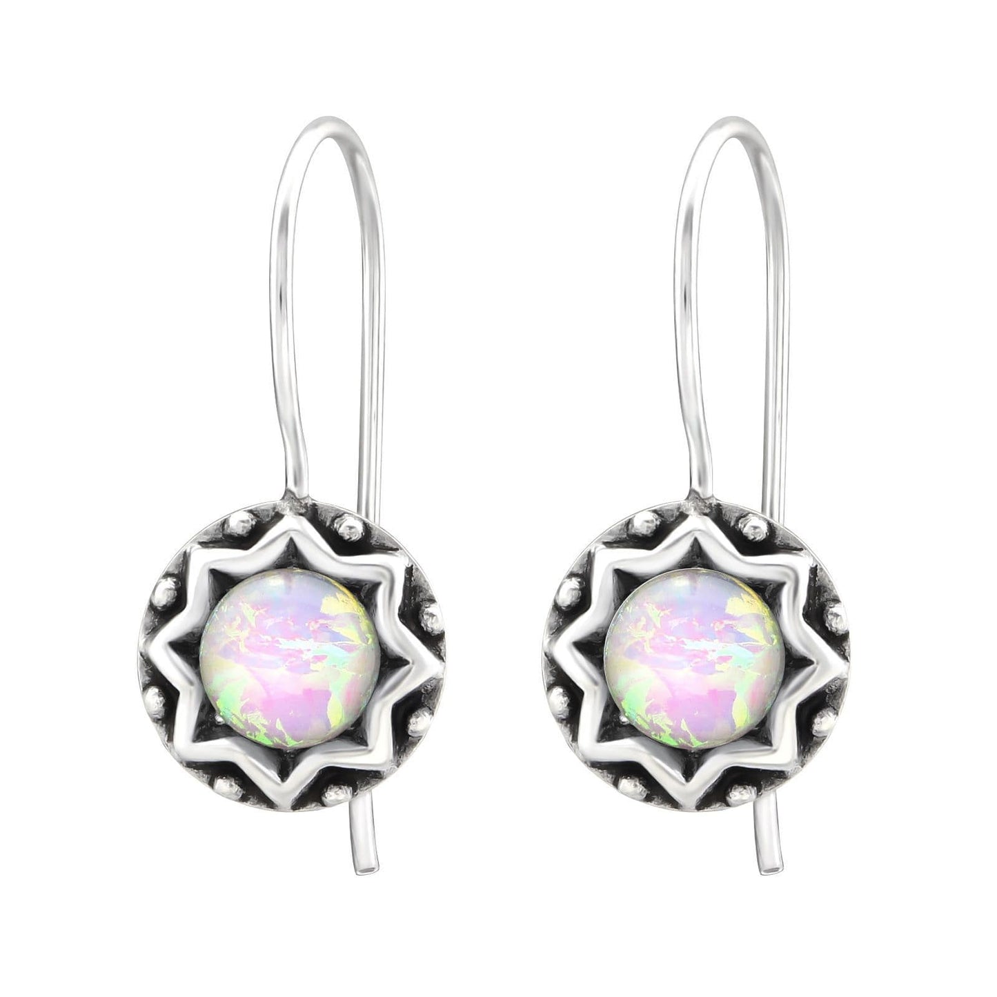 Semi Precious White Opal Round - 925 Sterling Silver For Women's Gift Wedding Braids Maid