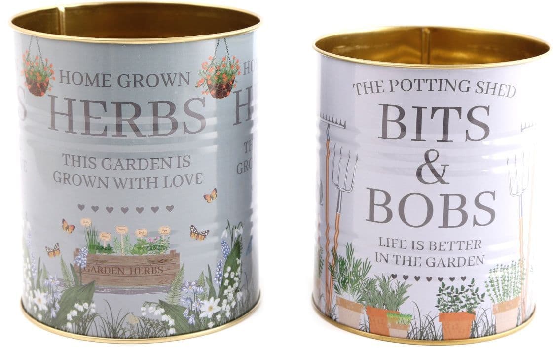 Set Of 2 Potting Shed Storage Tins - 13 CM