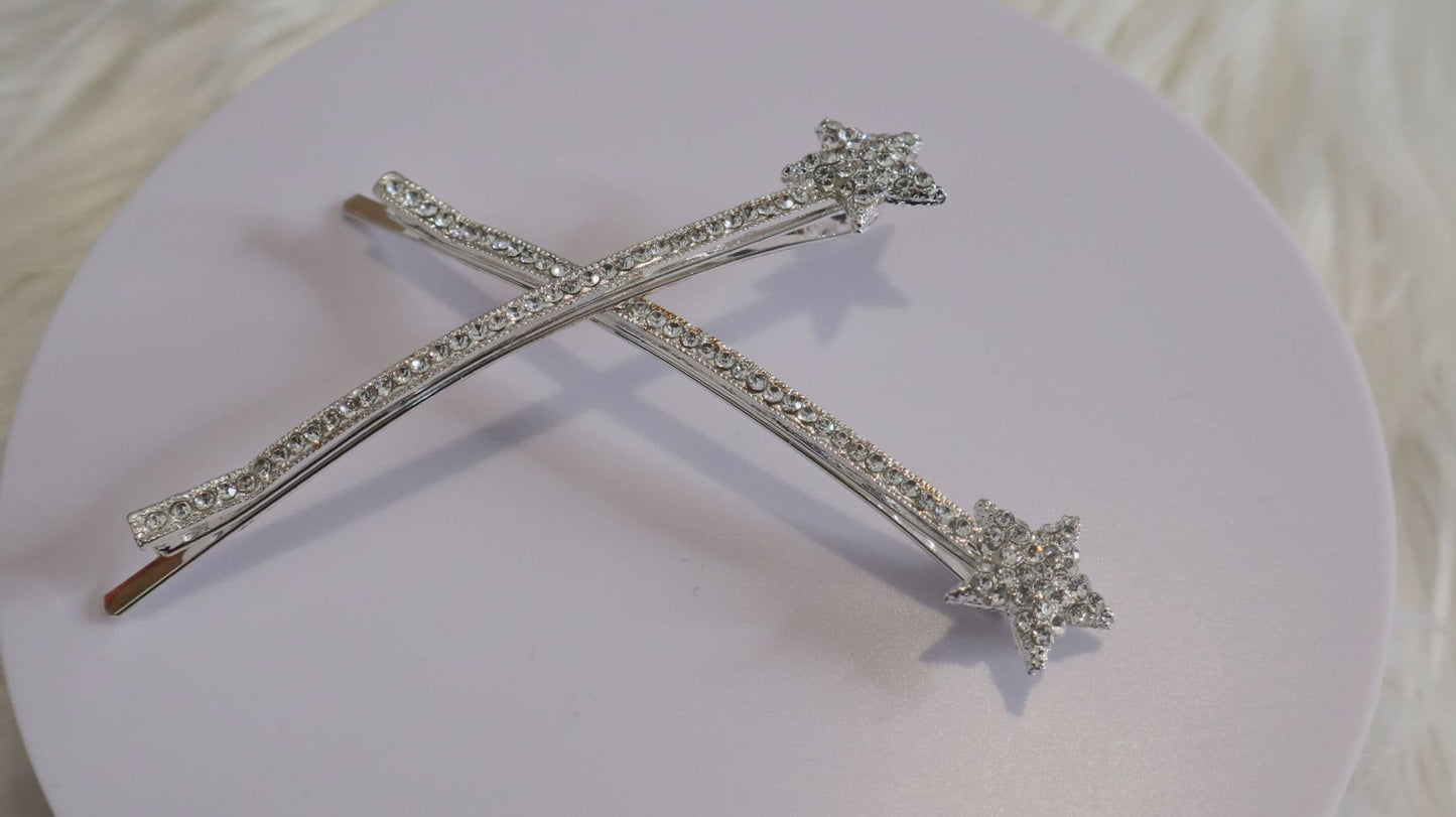 Silver Star Diamante Jewel Hair Clip