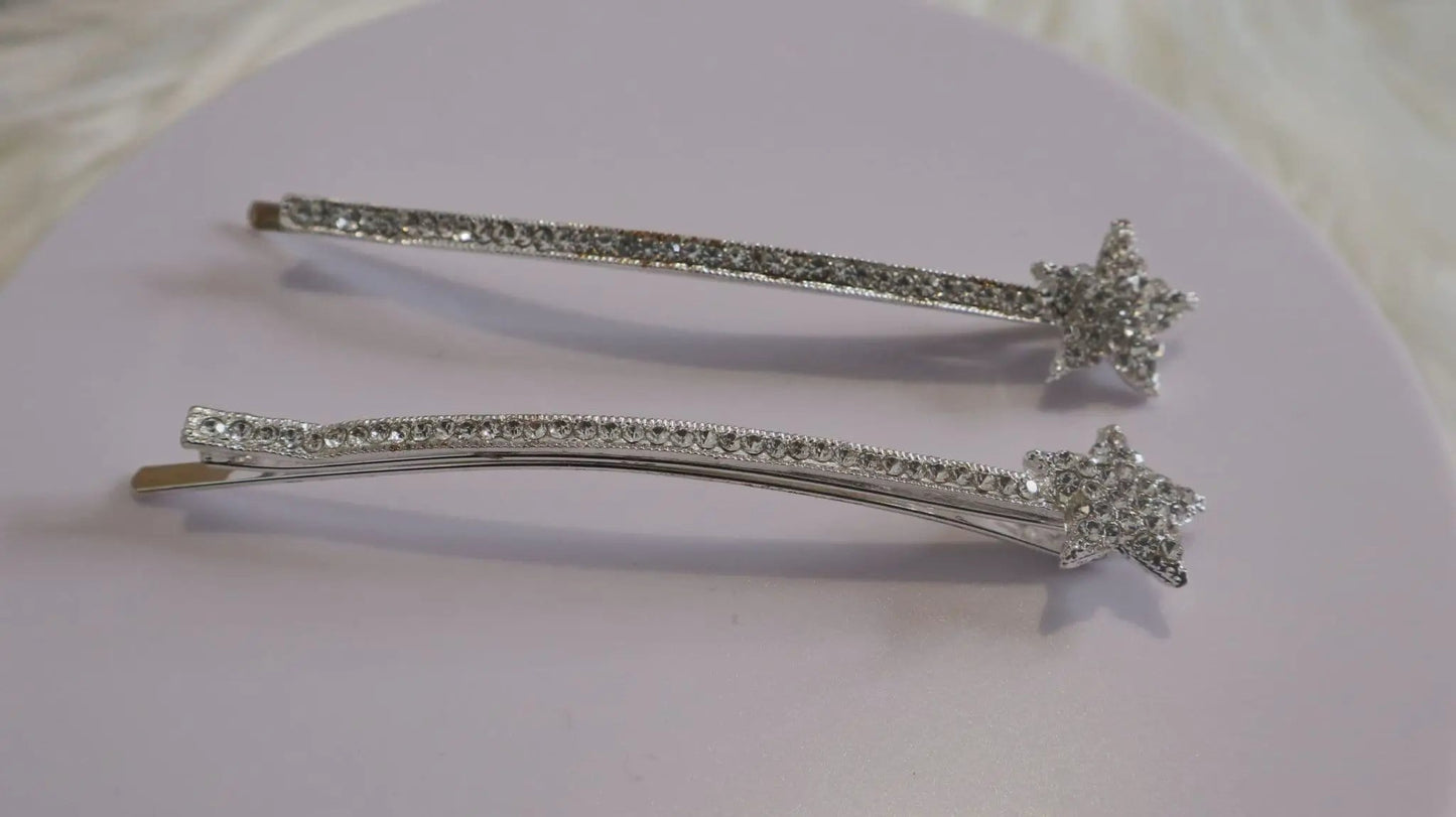 Silver Star Diamante Jewel Hair Clip by Clarissas Boutique London