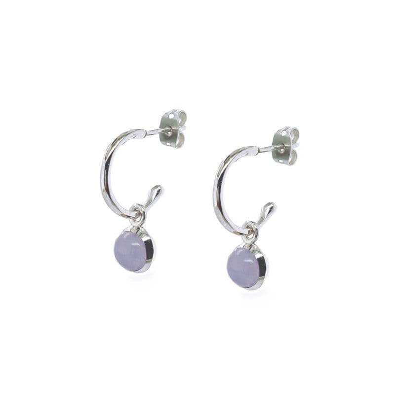 Starling Blue Lace Agate Mini Hoop Earrings