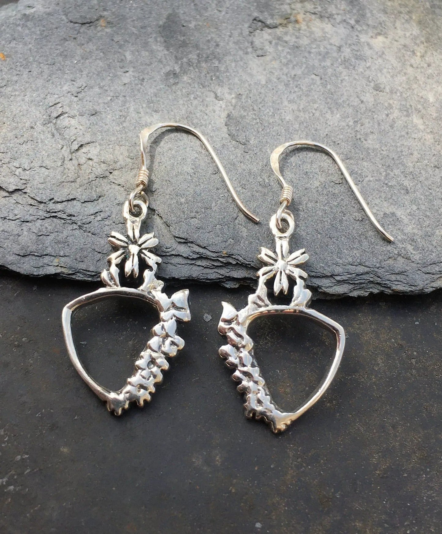 Sterling Silver Offset Heart & Flower Earring With A Lovely White Box by Clarissas Boutique