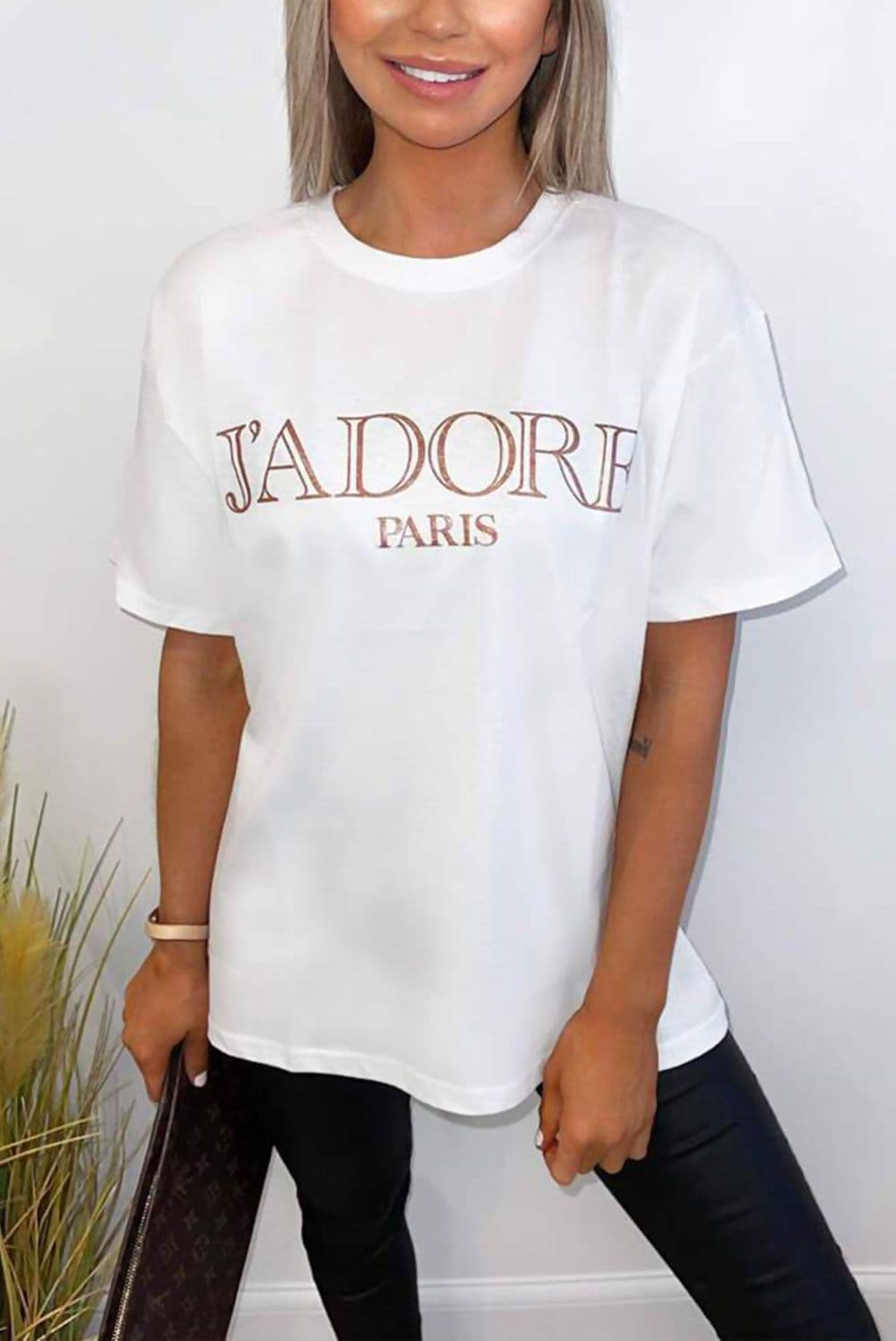 White J' Adore Paris Over-Sized Tee