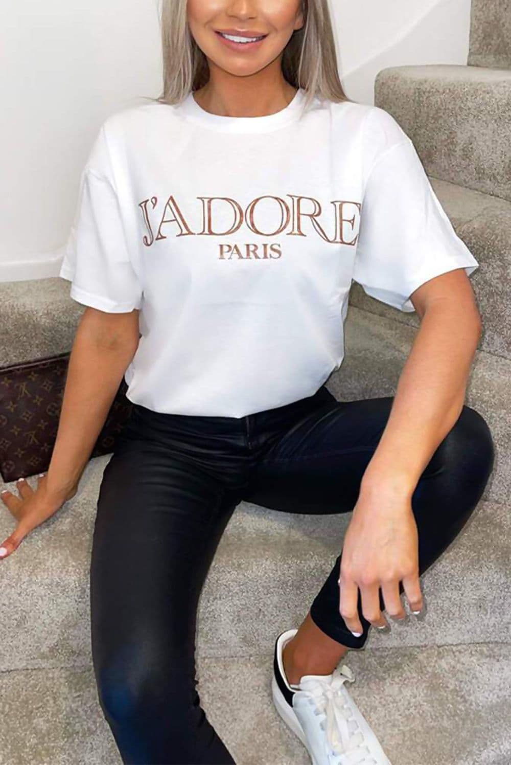 White J' Adore Paris Over-Sized Tee