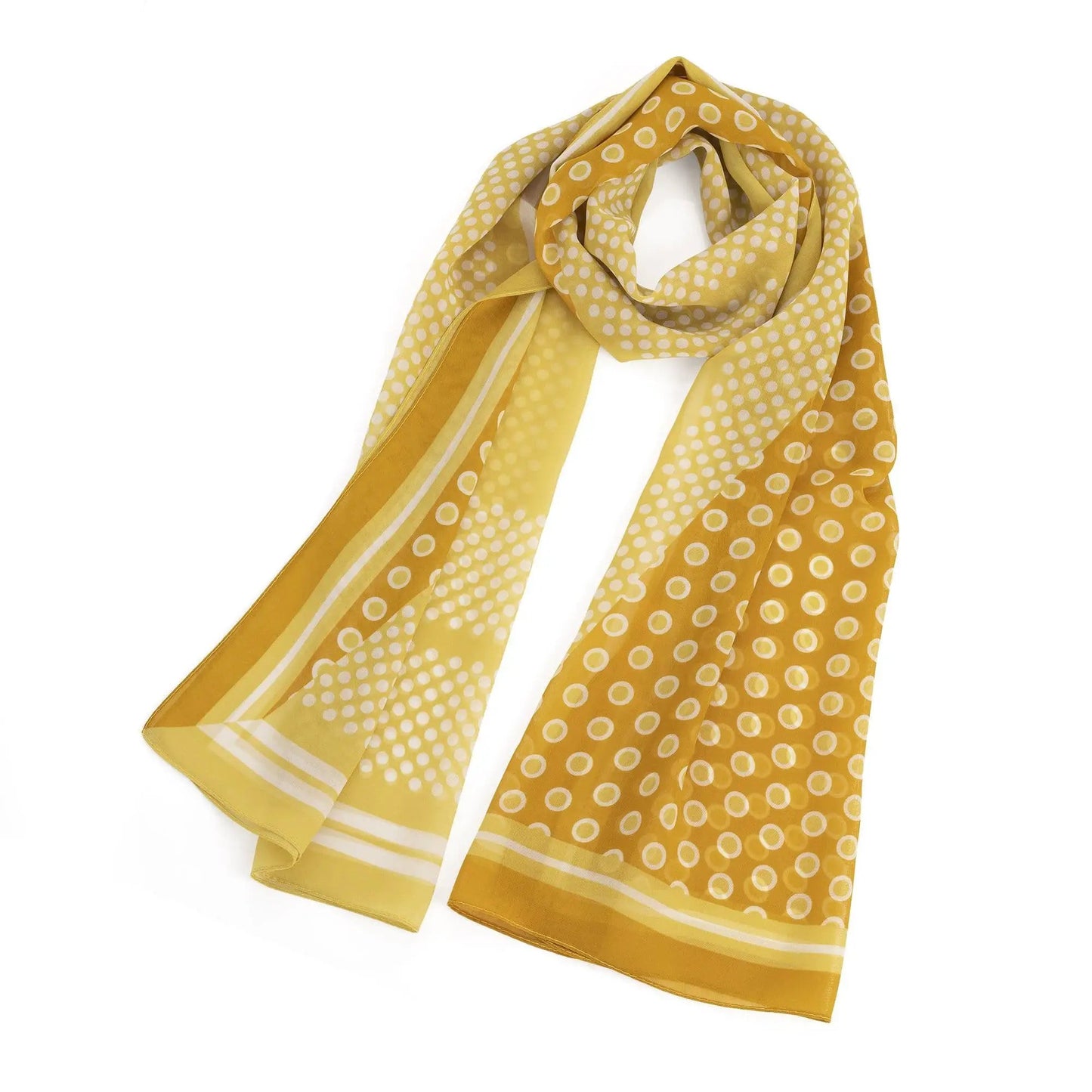 Yellow and white polka dot design scarf. SC33284 by Clarissas Boutique