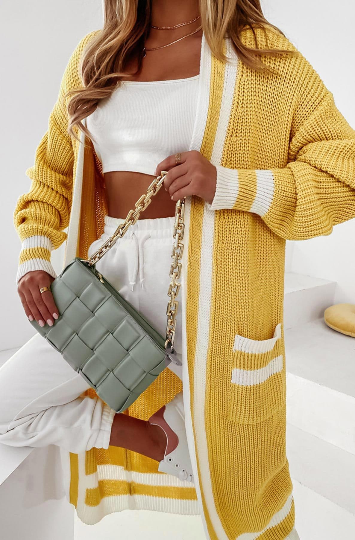 Yellow Kiki Longline Knitted Cardigan