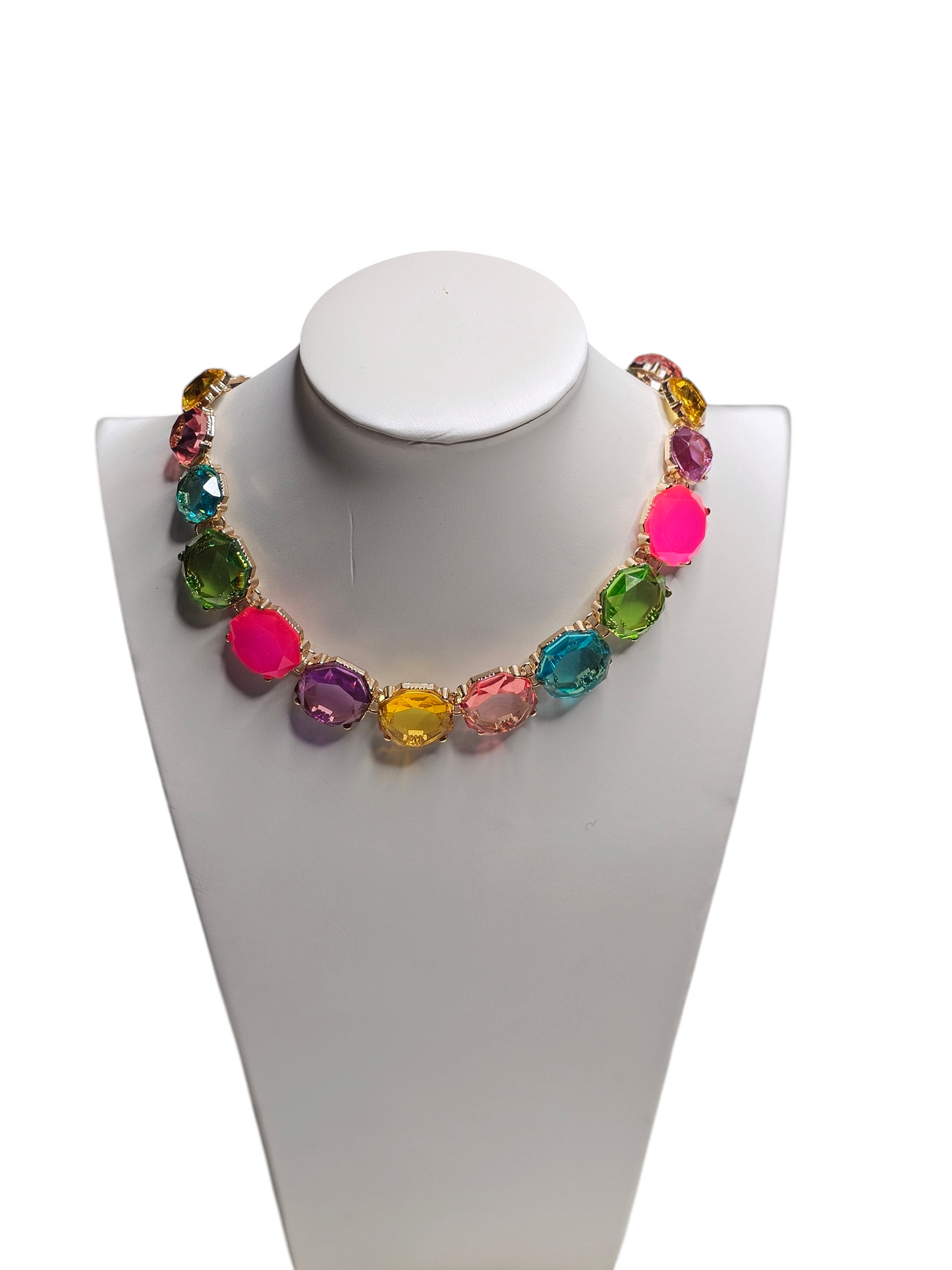 Vibrant Multicoloured Necklace With Gold Accents