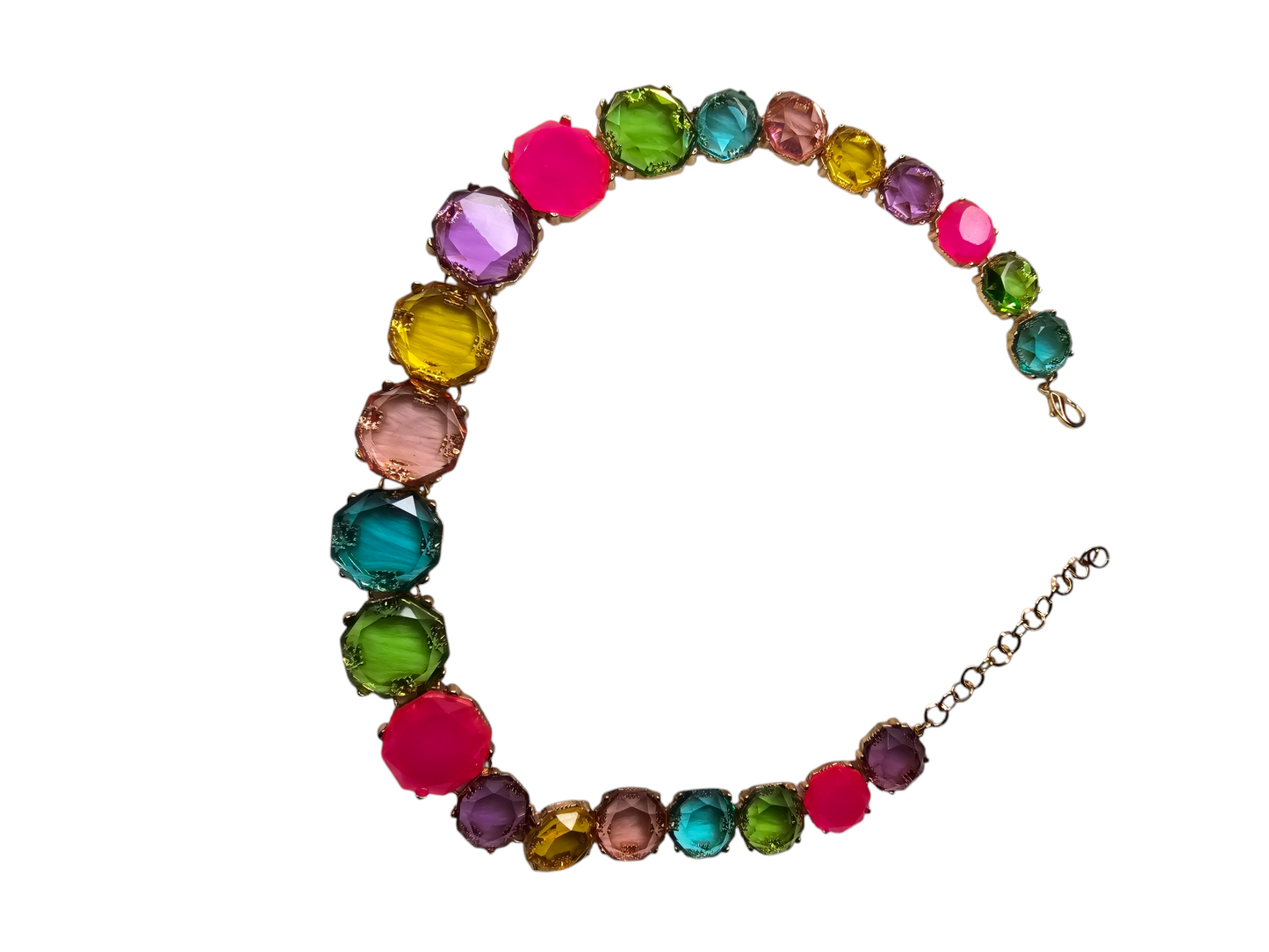 Vibrant Multicoloured Necklace With Gold Accents