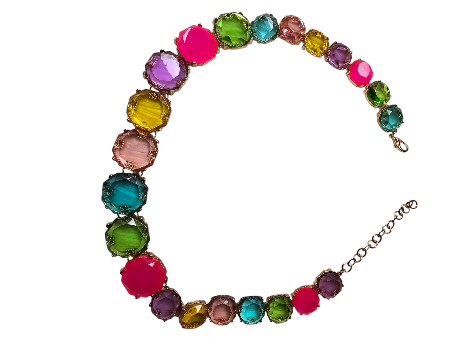 Vibrant Multicoloured Necklace With Gold Accents