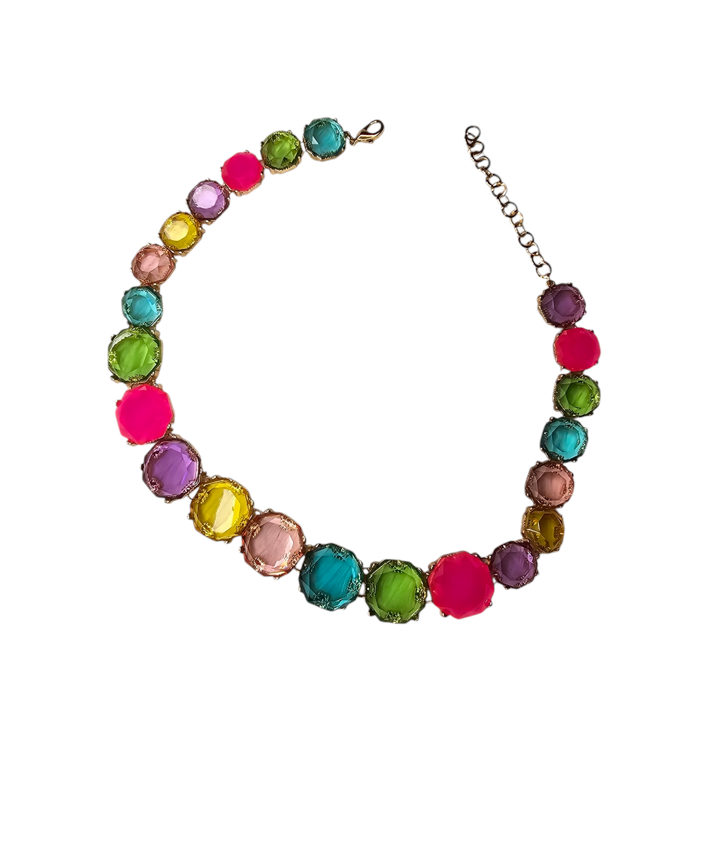 Vibrant Multicoloured Necklace With Gold Accents