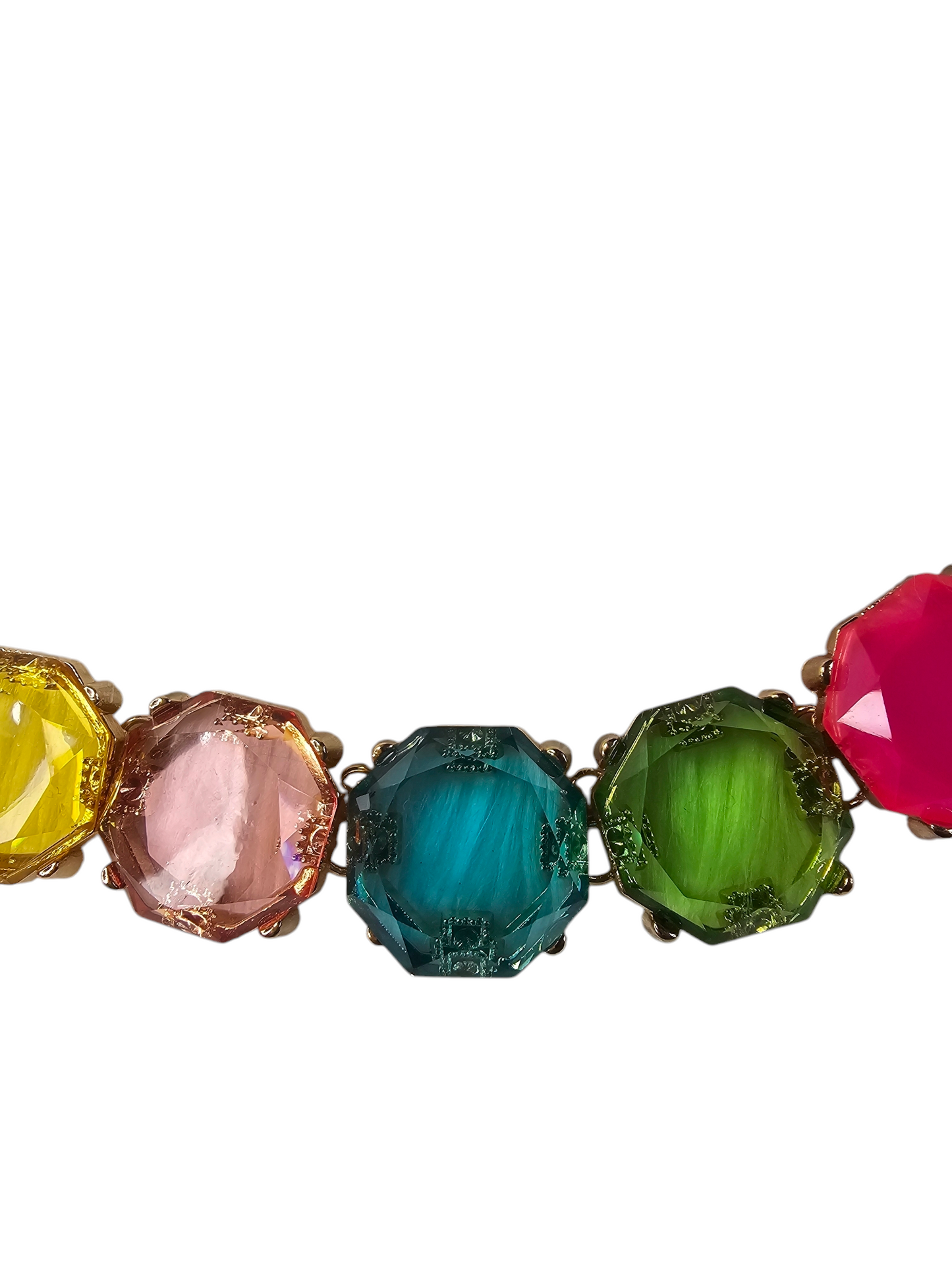 Vibrant Multicoloured Necklace With Gold Accents