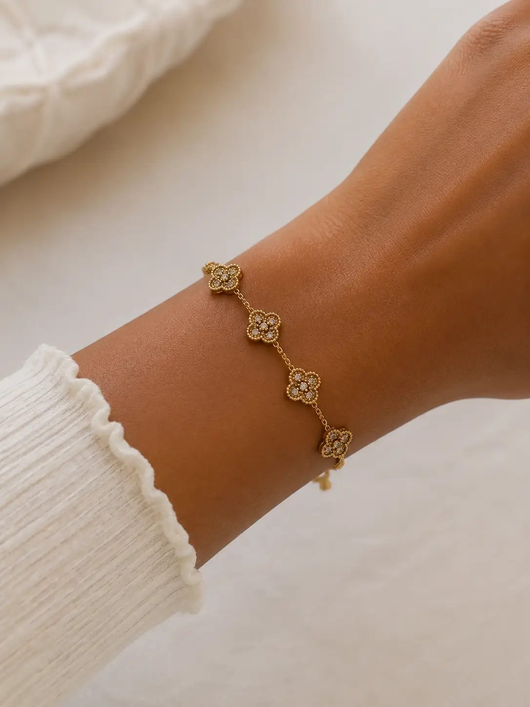 Emerald Malachite Clover Gold Plated Bracelet - Elegant Statement Jewellery by Clarissas Boutique