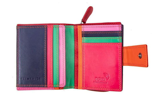 Astra RFID Trifold Red Multi Colour Purse