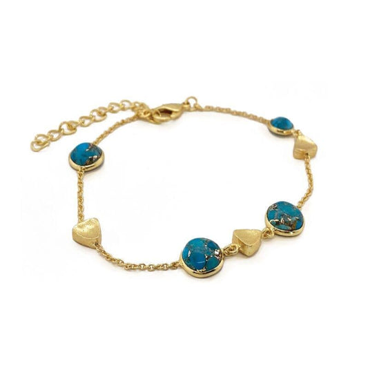 Azores  Copper Turquoise Nugget  And  Chain Bracelet