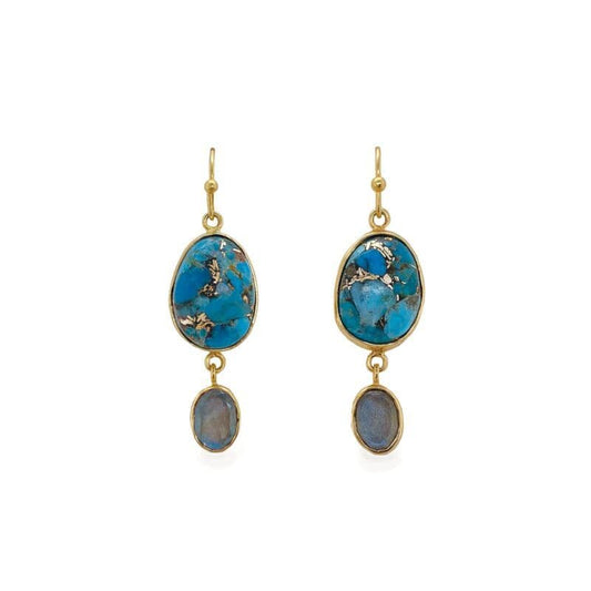 Bazaar Multi Gemstone Double Drop Earrings