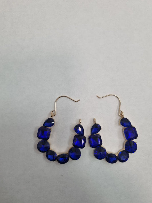 Blue Diamante Statement Earrings