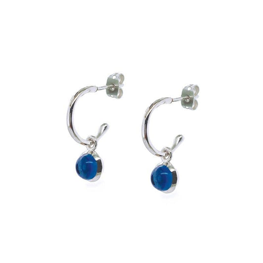 Blue Jay Iolete Cabuchon Mini Hoop Earrings