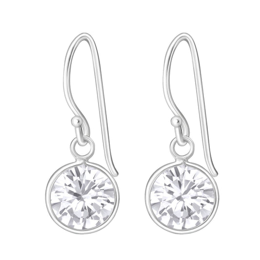 Cubic zirconia earrings, sterling silver bezel set crystal earrings, cz earrings, bezel set earrings