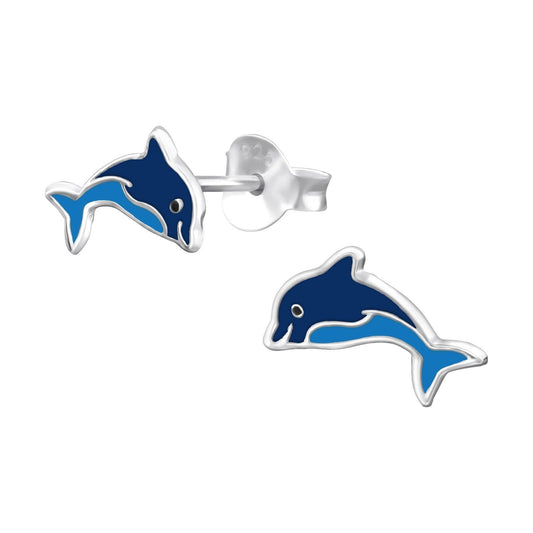 Dolphin - 925 Sterling Silver Colourful Earring Studs Gift For Her, Best friend