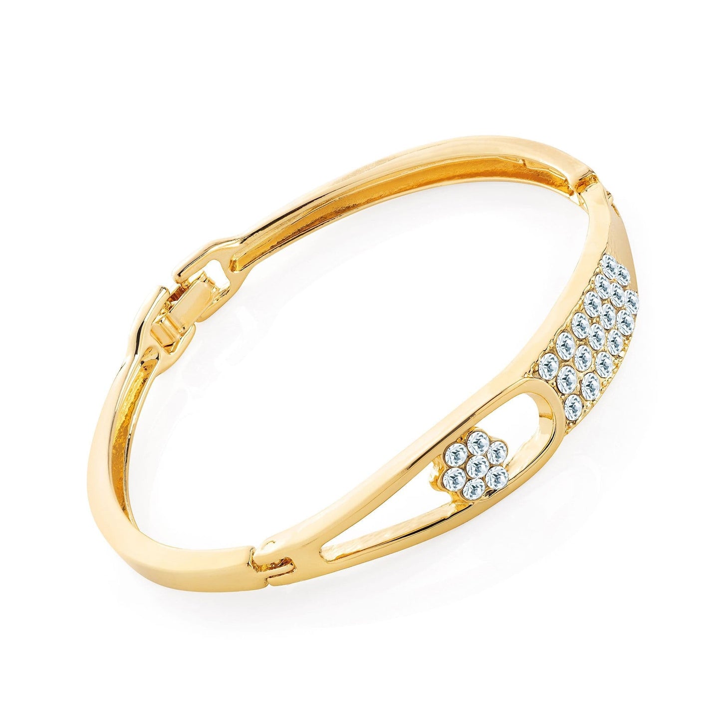 Gold colour crystal hinge bangle.