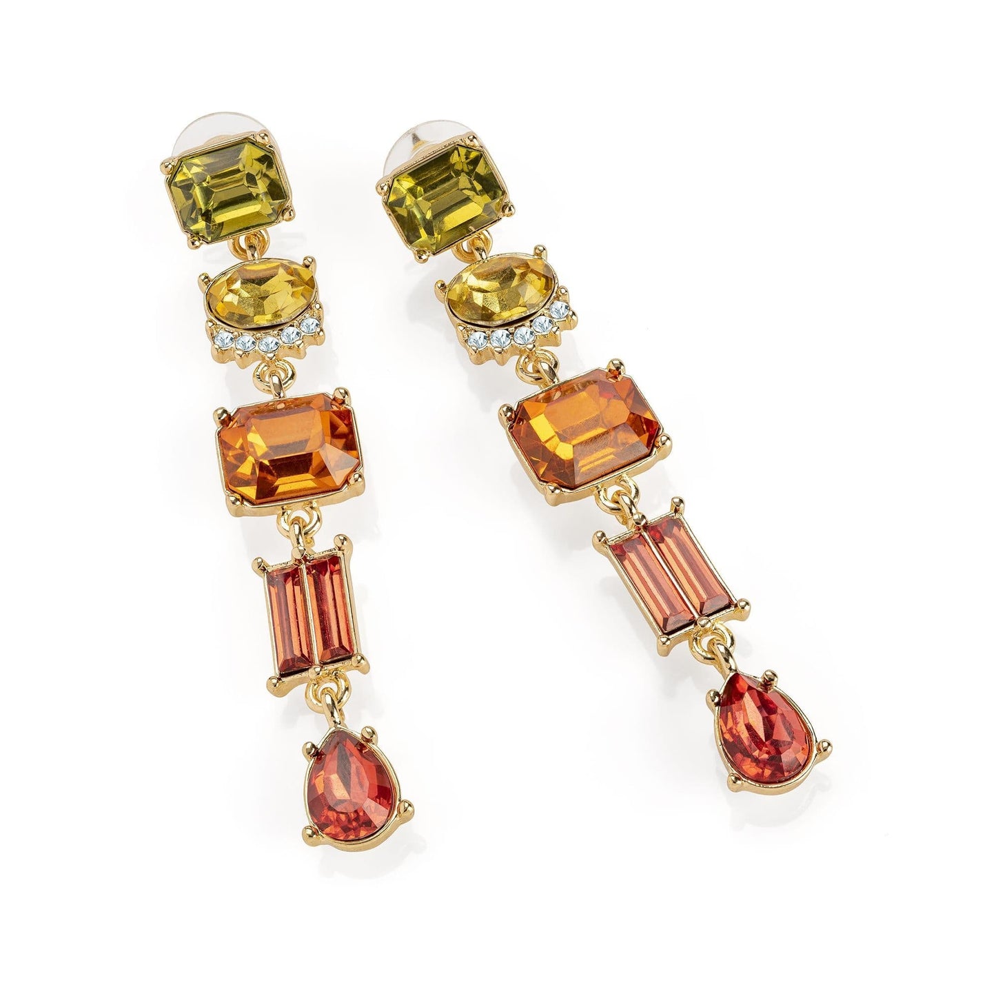 Gold colour crystal multi stone drop earring. ER33253