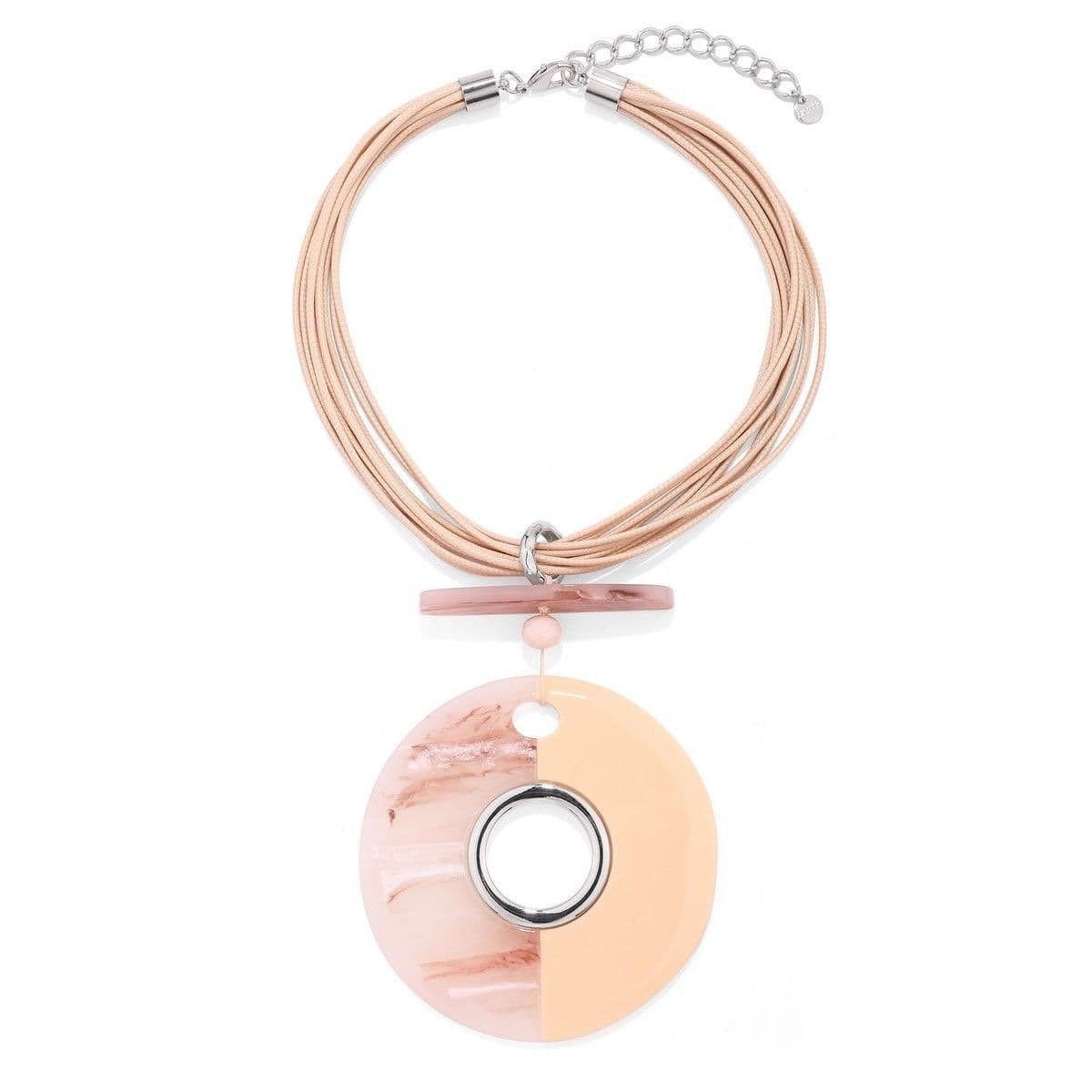 Hoop Cord Necklace - Peach