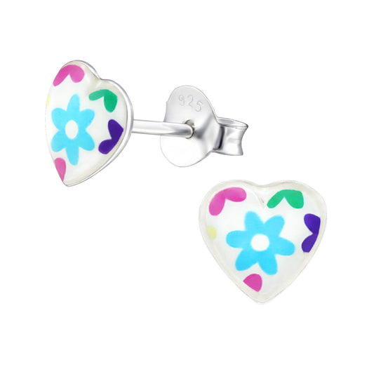 I Love Flowers - 925 Sterling Silver Colourful Ear Studs For Women's Best Friend Gift Bridal Jewelle