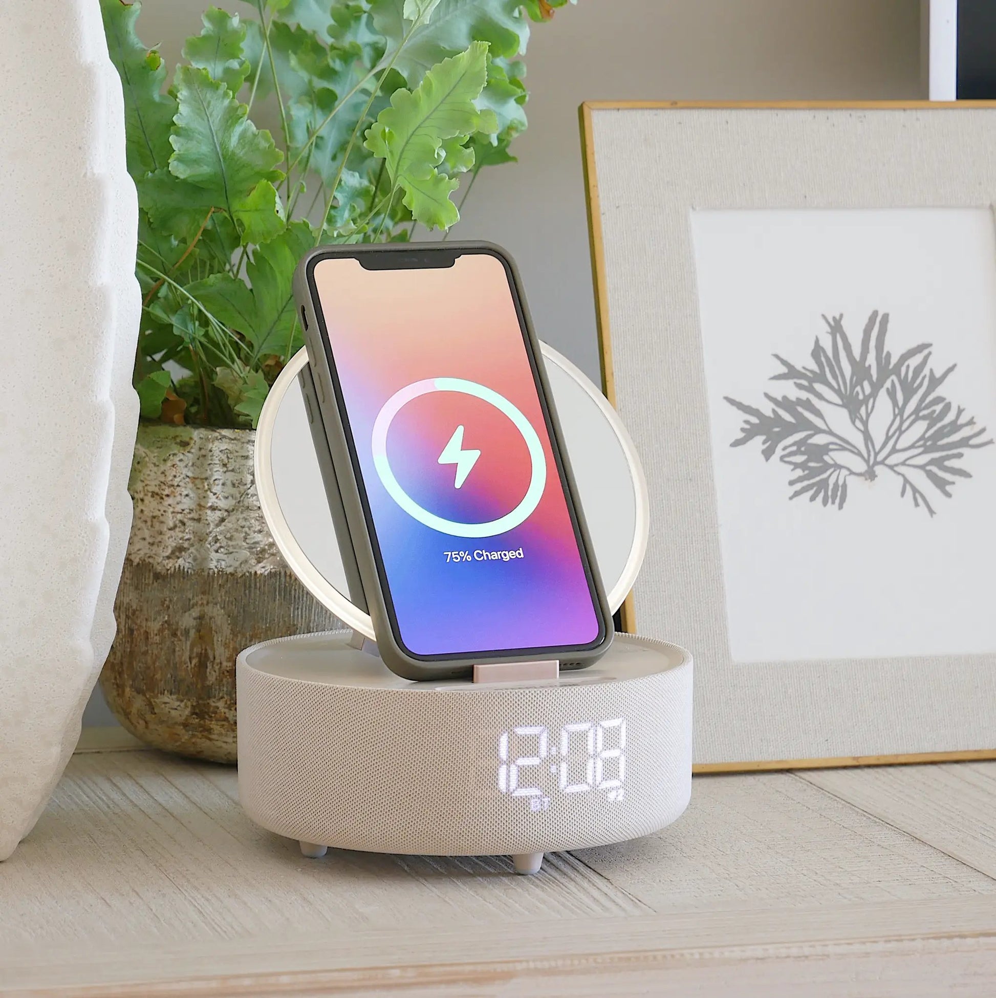 Glow Light Up Mirror With Wireless Charger And Bluetooth Speaker Alarm Clock by Clarissas Boutique