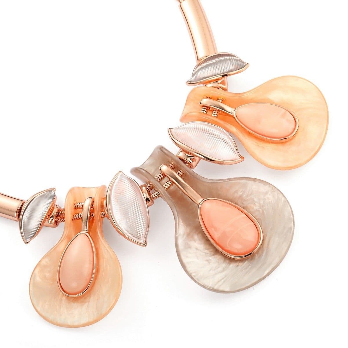 Leaves Water Droplet Necklace Set - Rose Gold