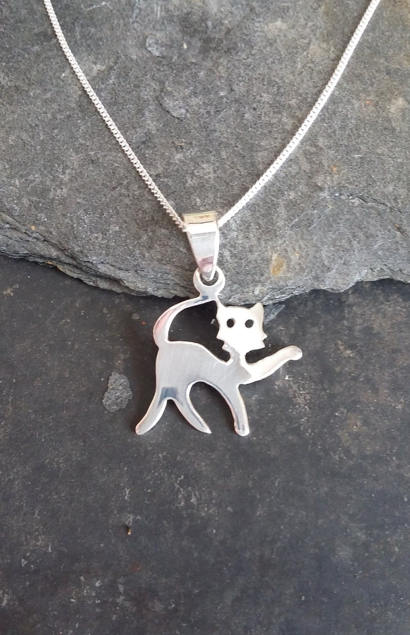 Love Kitten Necklace - Sterling Silver Cat Pendant With Lovely Gift Box