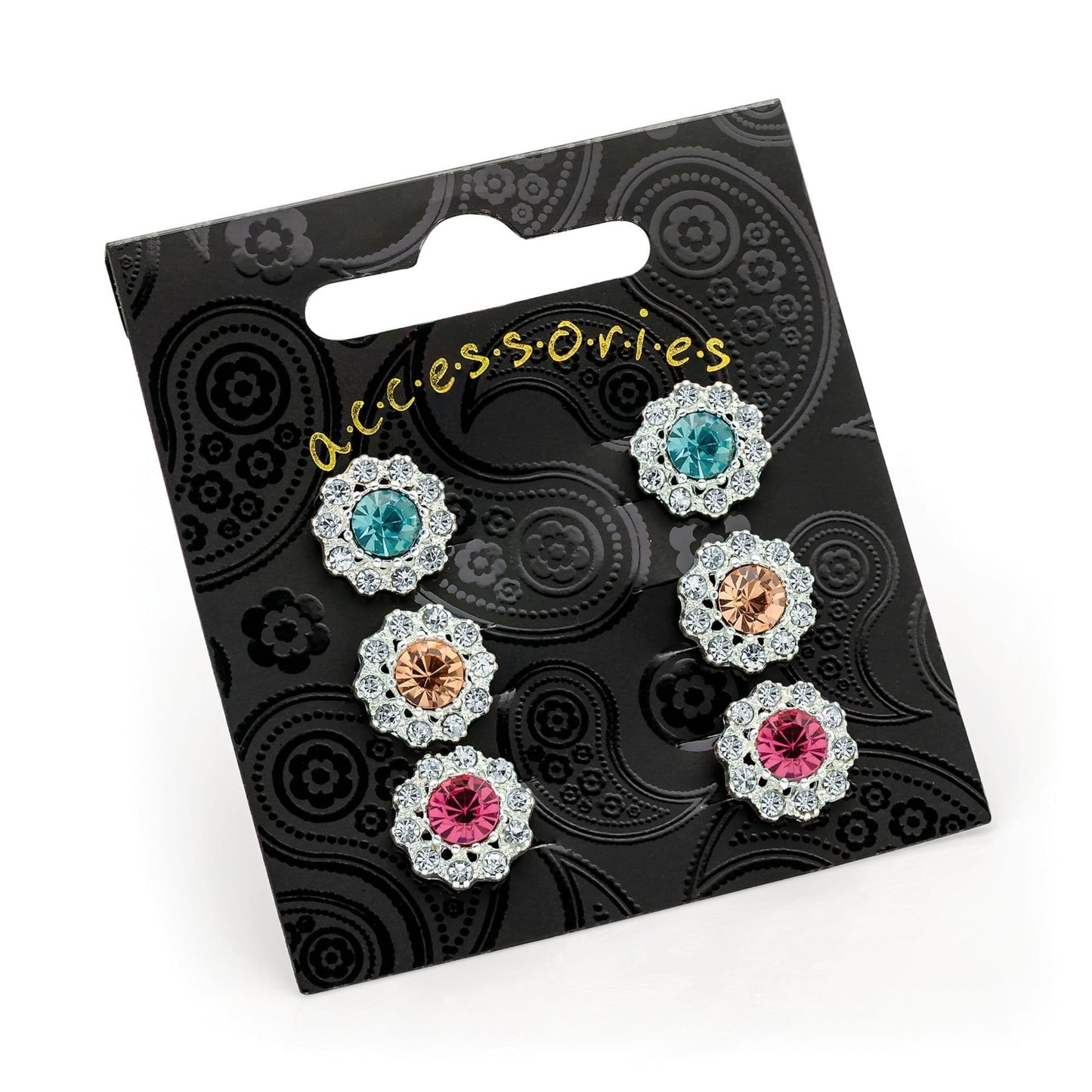 Multicolour Stud Earring sets 3 Pairs