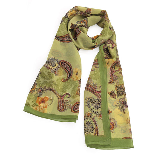 Olive green colour paisley design scarf. SC32822