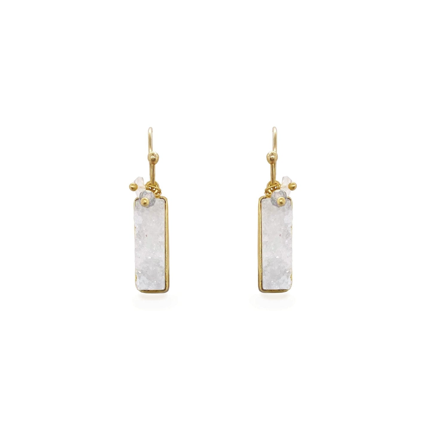 Pebble  Bay  White Drussy  And Gem  Bead Earrings