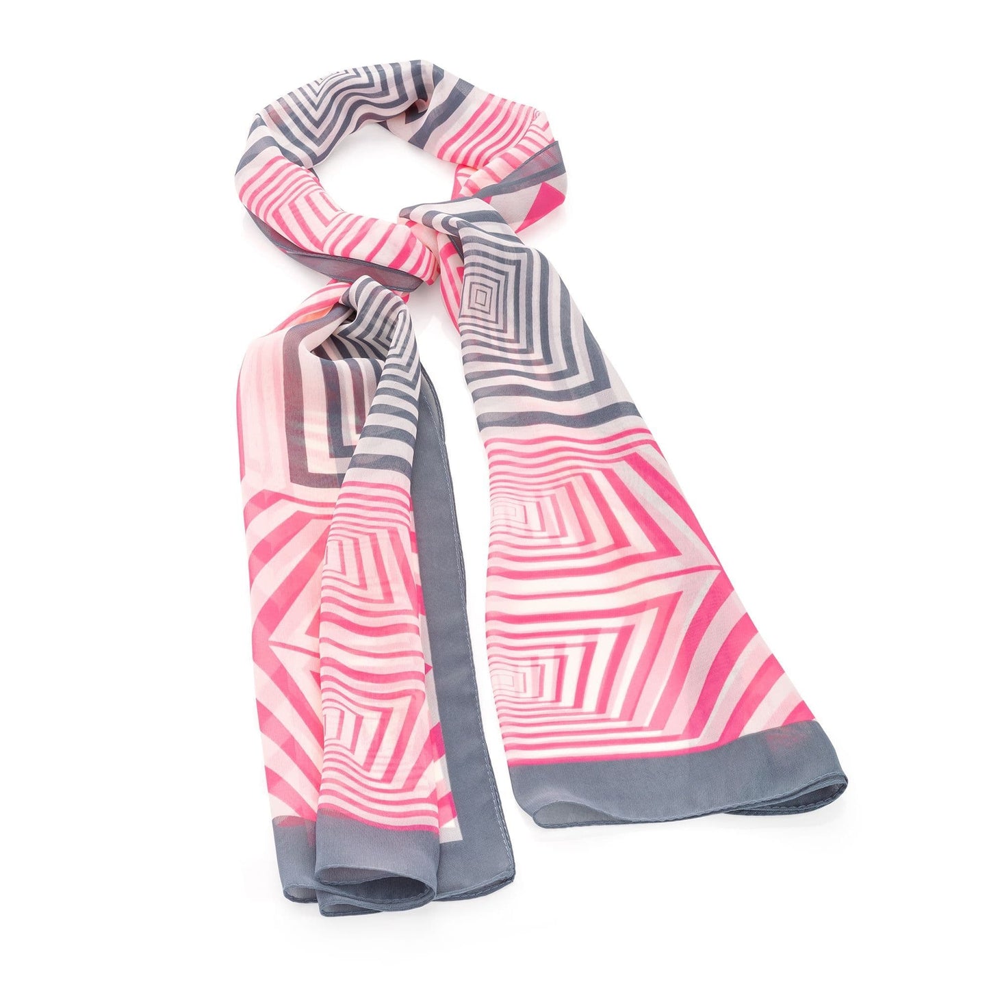 Pink and grey tone square print scarf. SC32638