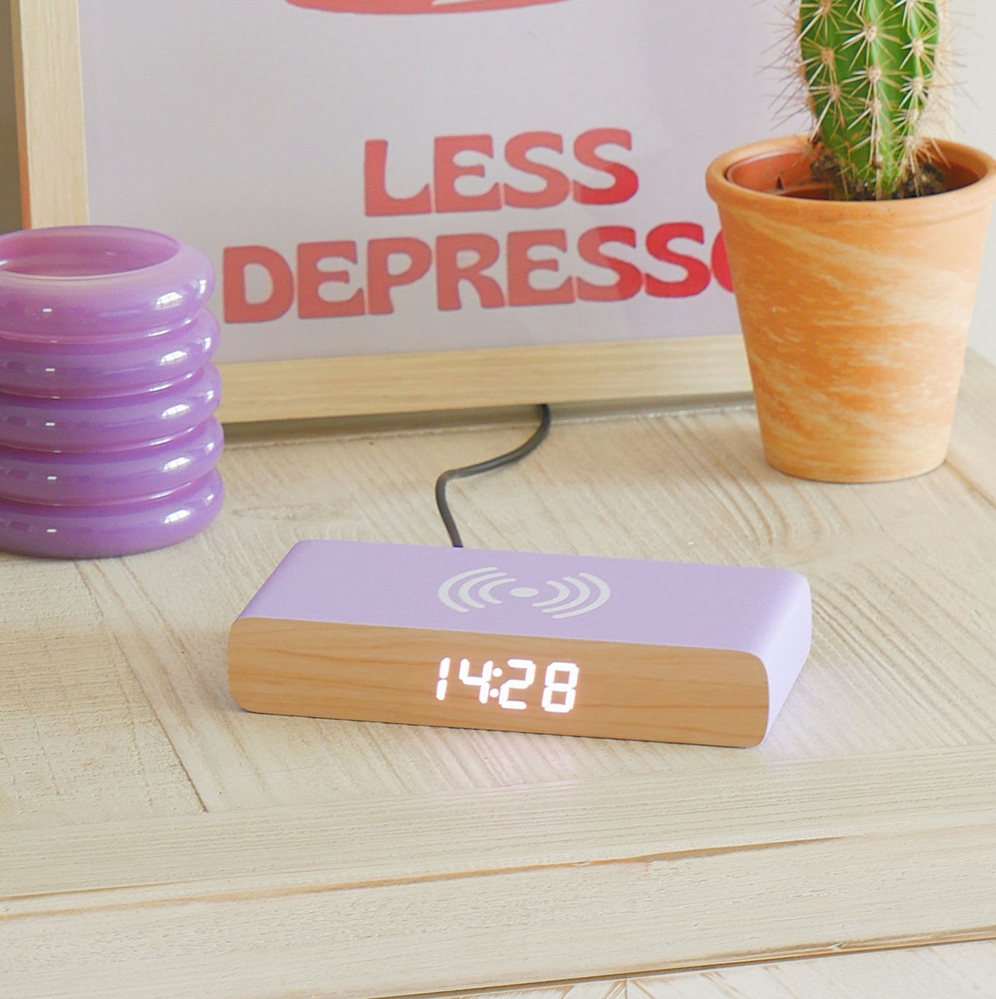 Rise Alarm Clock Charger In Purple