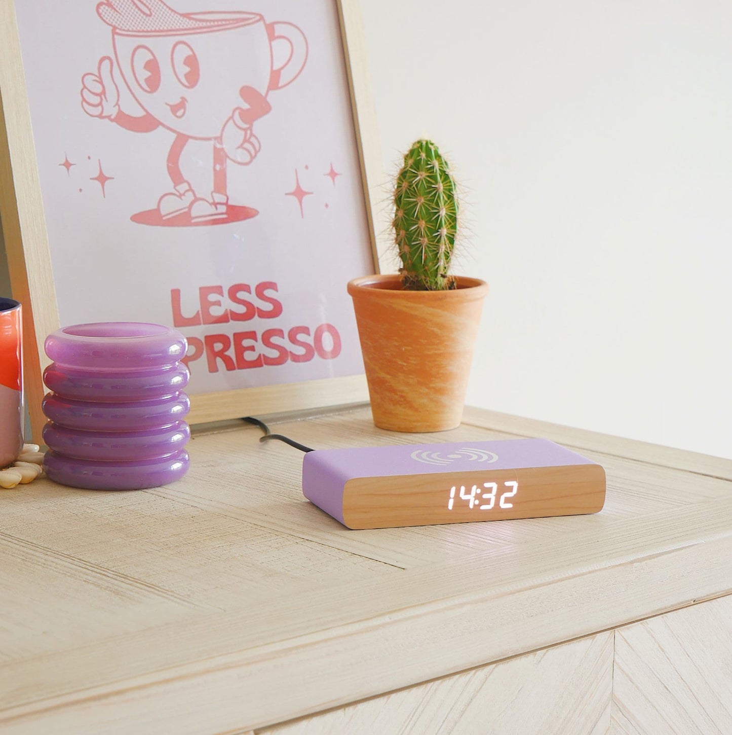 Rise Alarm Clock Charger In Purple