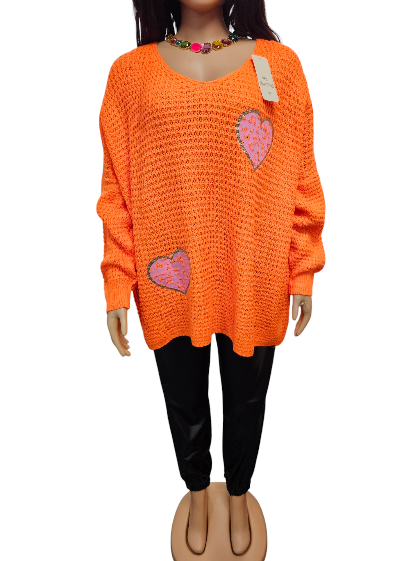 Cosy Chic Orange Knit Jumper - Plus Size