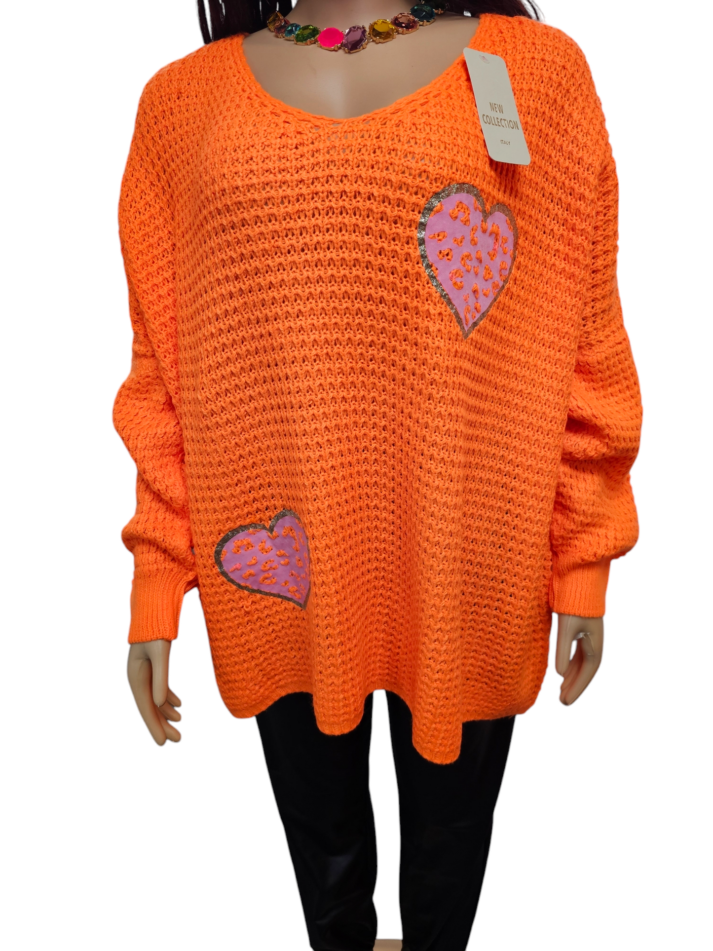 Cosy Chic Orange Knit Jumper - Plus Size