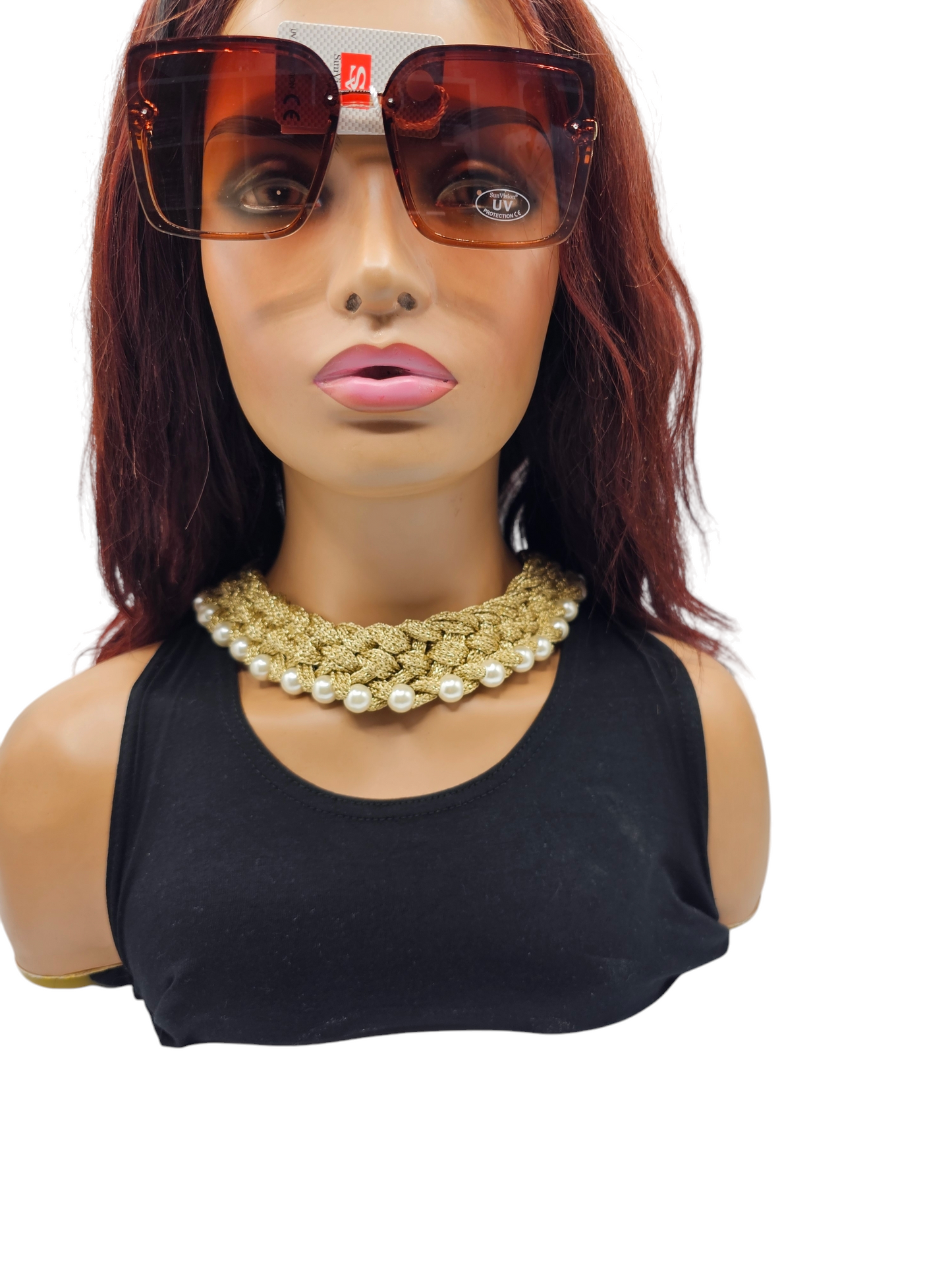 Gold Mesh & Pearl Statement Choker Regal Elegance