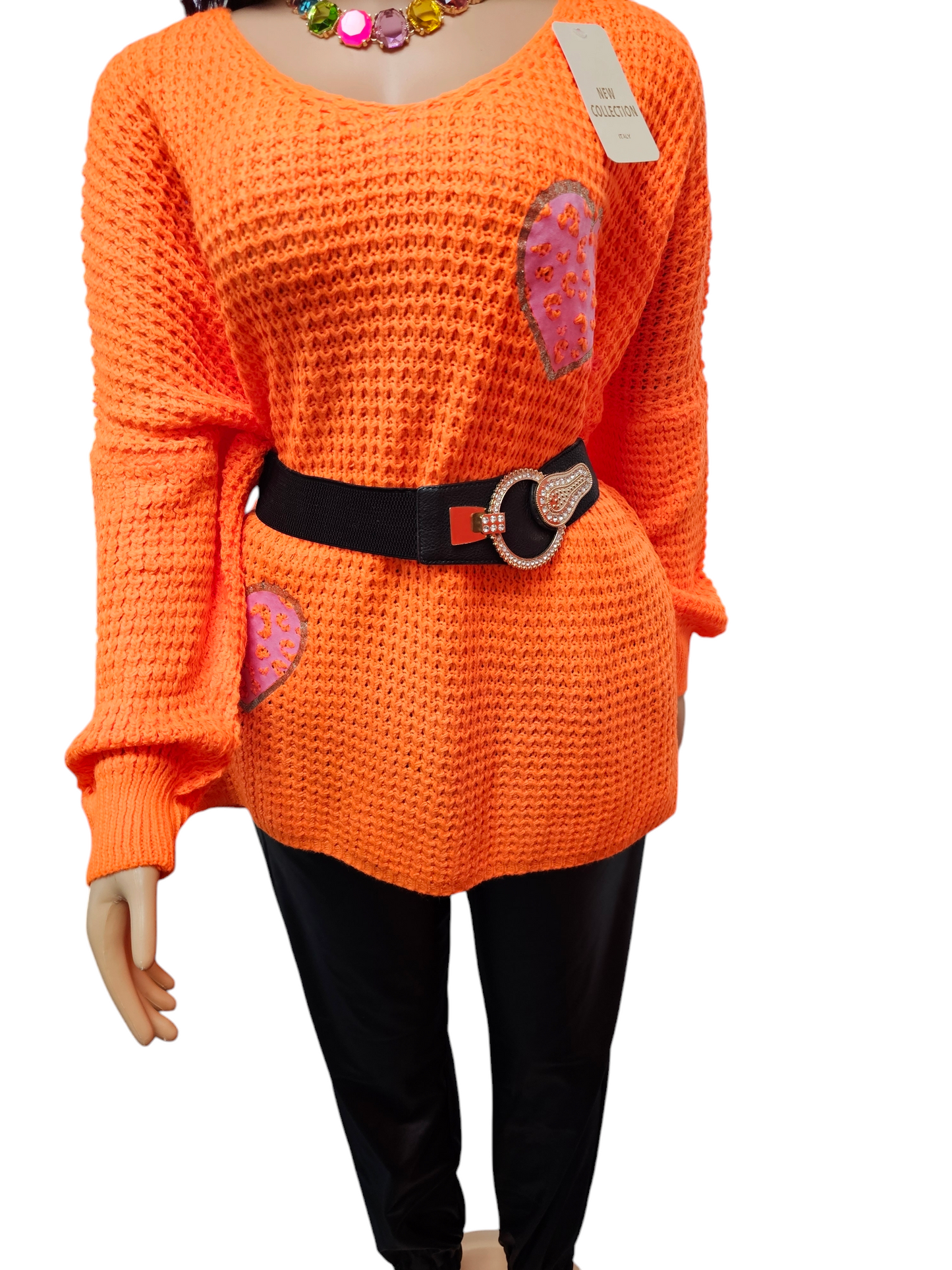 Cosy Chic Orange Knit Jumper - Plus Size