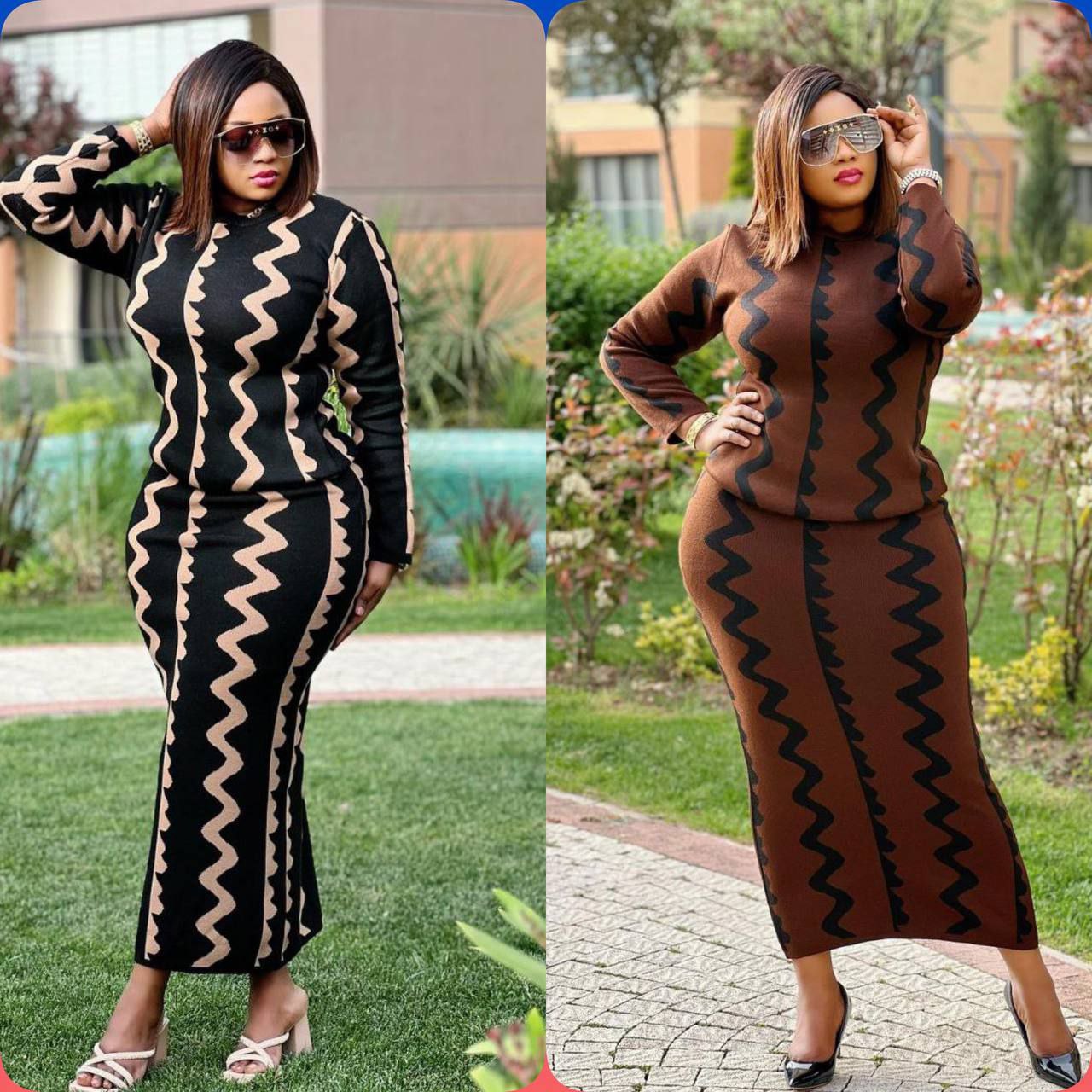 Bold Zigzag Knitted 2 Piece Set Elegant & Comfortable