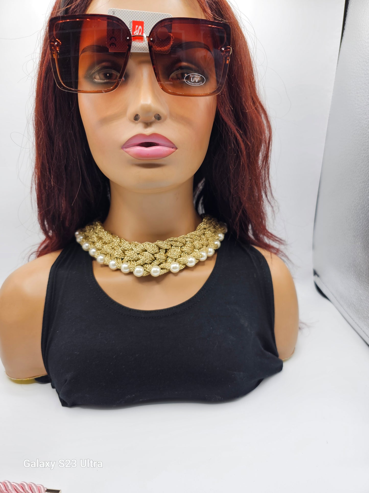 Gold Mesh & Pearl Statement Choker Regal Elegance