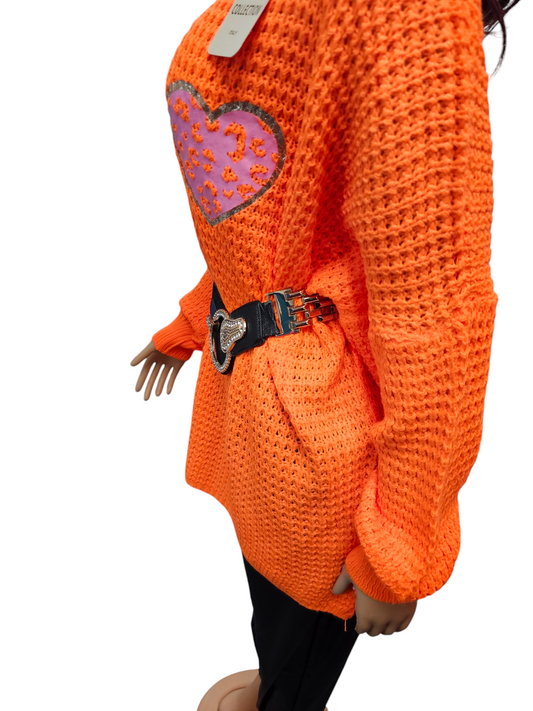 Cosy Chic Orange Knit Jumper - Plus Size