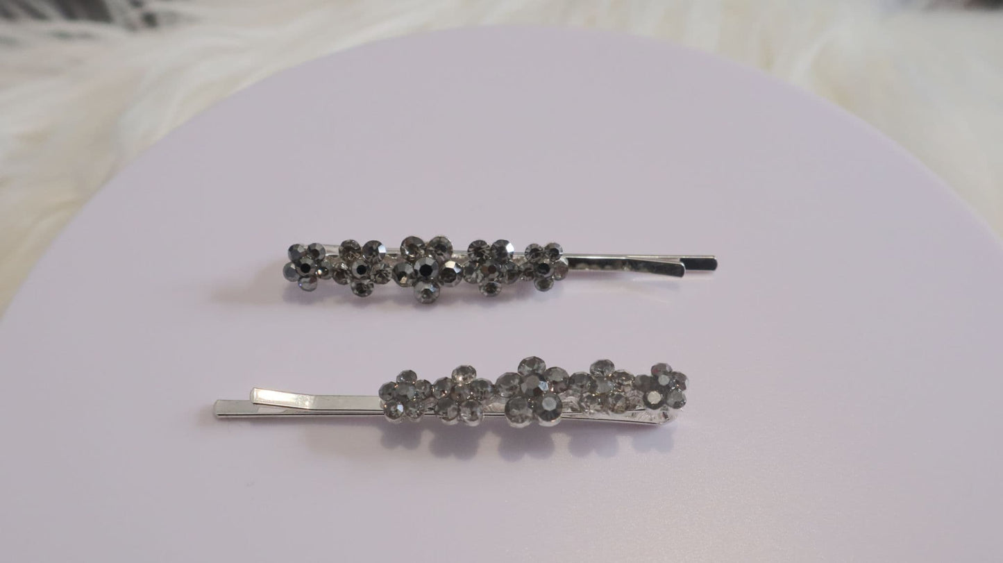 Silver Colour Diamante Jewel Hair Clip