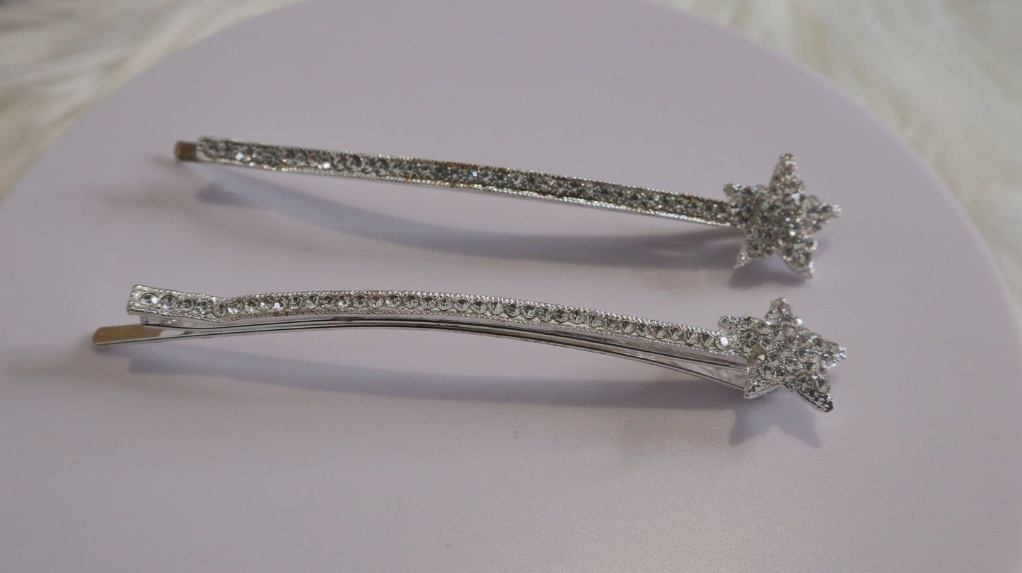 Silver Star Diamante Jewel Hair Clip