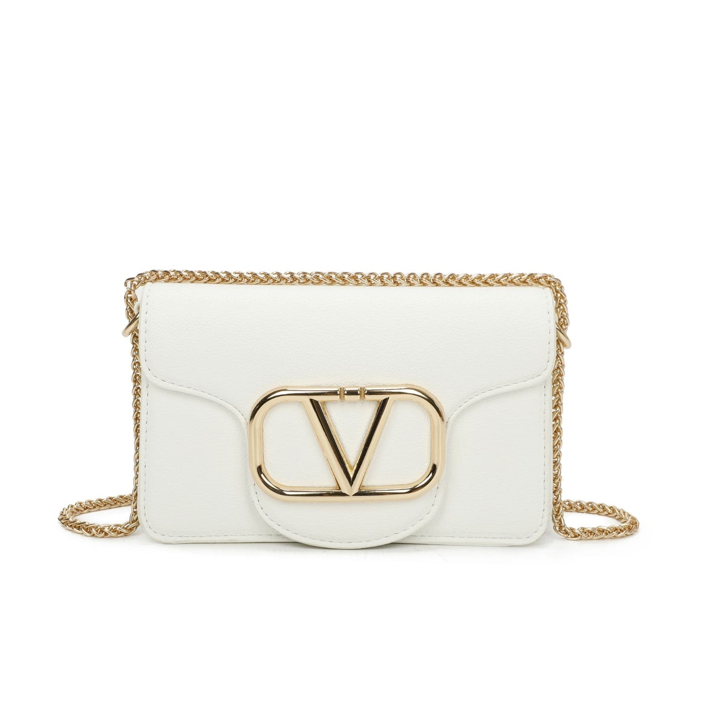 V BUCKLE CLUTCH BAG